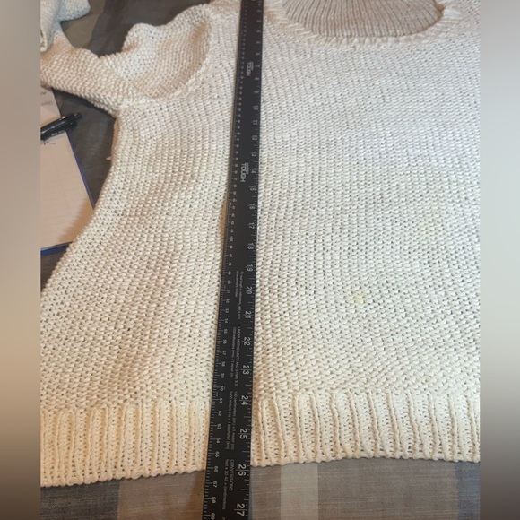 Eileen Fisher Open White Sweater Cream Cotton Blend Linen Pullover Cottagecore L - Picture 9 of 11